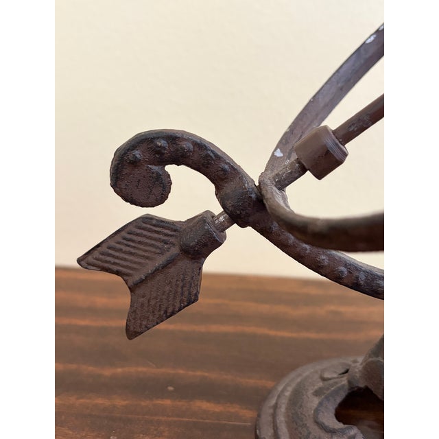 Vintage French Country Iron Garden Armillary Sundial For Sale In South Bend - Image 6 of 11