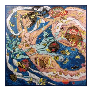 Chinese Serigraph Art Print by He Neng "Lady in a Fairytale"