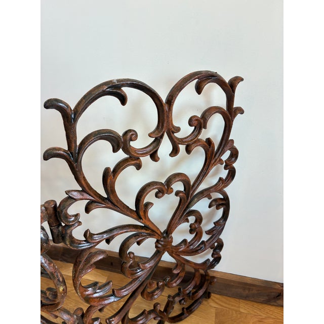 Brown Vintage Ornate Spanish Style Cast Iron Fireplace Screen For Sale - Image 8 of 13