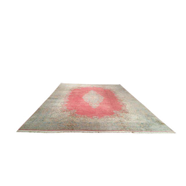 Vintage Traditional Persian Kerman Handmade Rug - 10′10″ × 16′8″ - Size Cat. 10x14 12x15 For Sale
