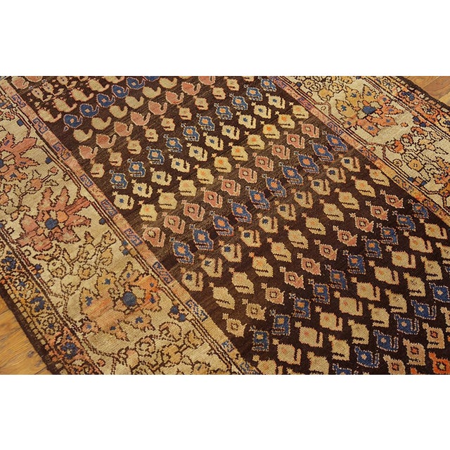 Persian 1930s Brown Paisley Traditional Antique Persian Malayer Rug 4' X 6'5" Handknotted Wool Carpet For Sale - Image 3 of 6