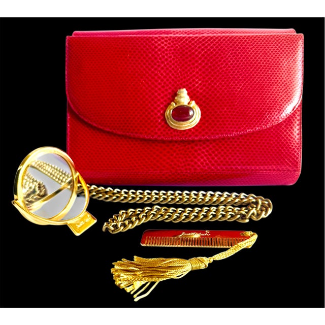 90s Judith Leiber Karung Snakeskin Wallet on Chain Handbag Clutch Gemstone Vintage For Sale - Image 11 of 12