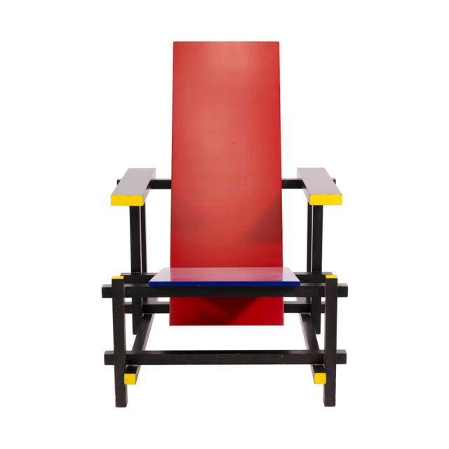Late 20th Century Red and Blue Chair by Gerrit Rietveld for Cassina For Sale - Image 5 of 8