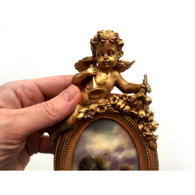 Textile Set of 3 Hand-Painted Original Miniature Oil Landscapes "Angelic Symphony" by Valeriya Serova For Sale - Image 7 of 14