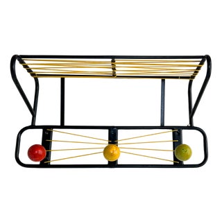 Wall Mounted Coat Rack Scoubidou and Wooden Balls, 1950s For Sale