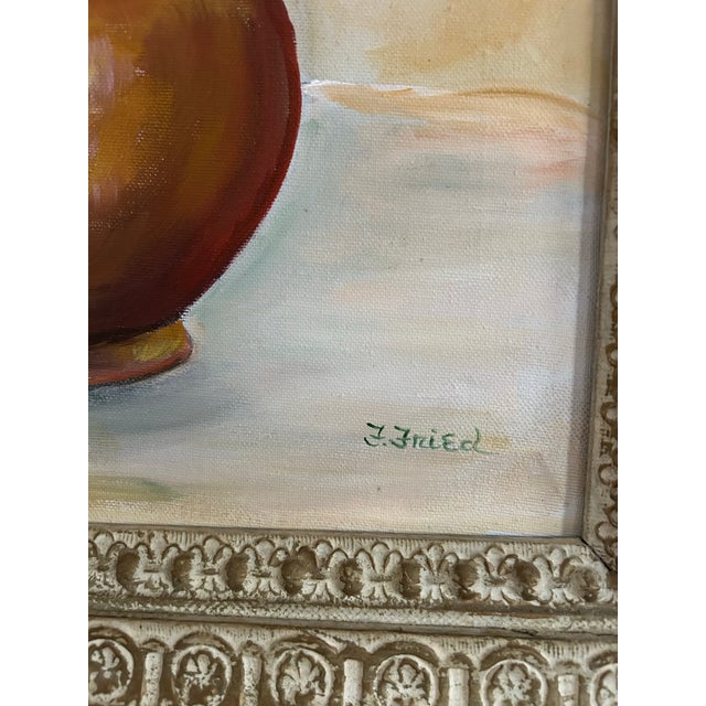 1940’s Vintage Brightly Colored Floral Still Life Oil Painting in Vintage Frame For Sale In Philadelphia - Image 6 of 8