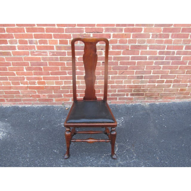 English Set 4 Antique English Walnut Dining Chairs 1890s For Sale - Image 3 of 9