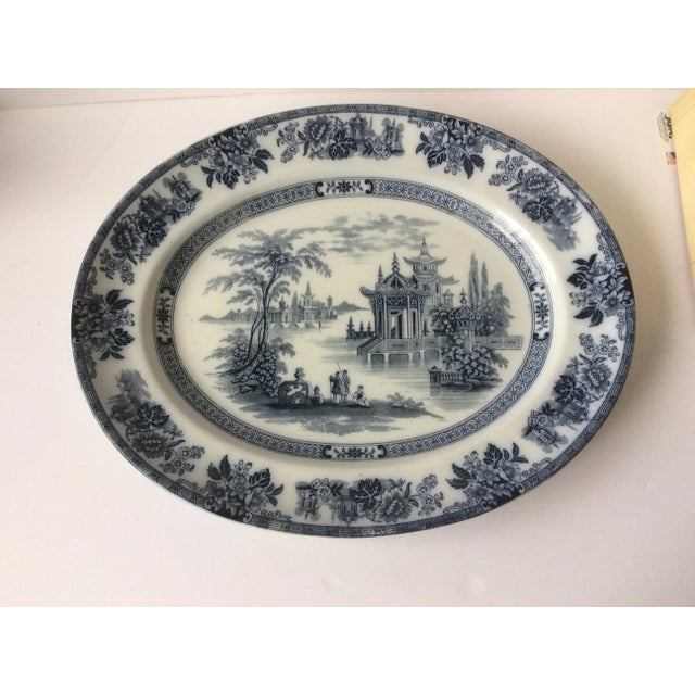 Blue & White Chinoiserie Platter For Sale - Image 9 of 9