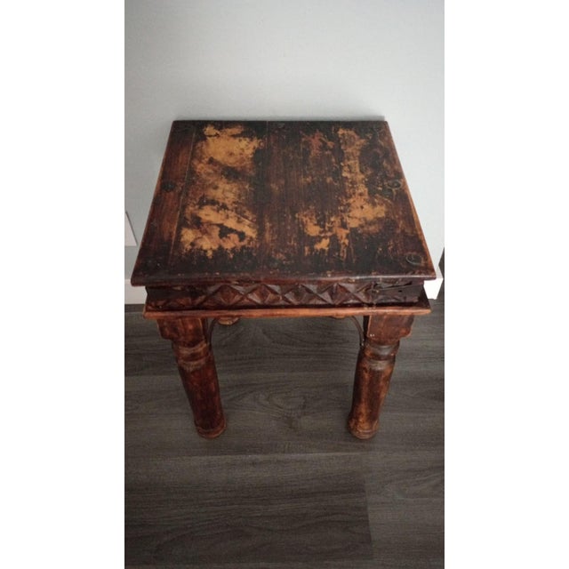 Wood Vintage Accent Thakat Wooden Side Table For Sale - Image 7 of 7