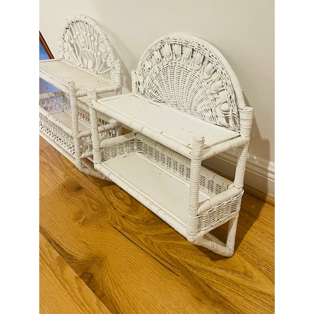 1950s Vintage White Wicker Wall Shelve For Sale - Image 5 of 8
