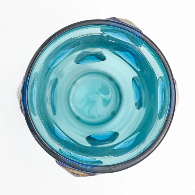 Murano Glass Blue Medallion Vases For Sale In Austin - Image 6 of 9