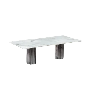 White Carrara Marble and Cast Aluminum Doris Dining Table by Fred & Juul