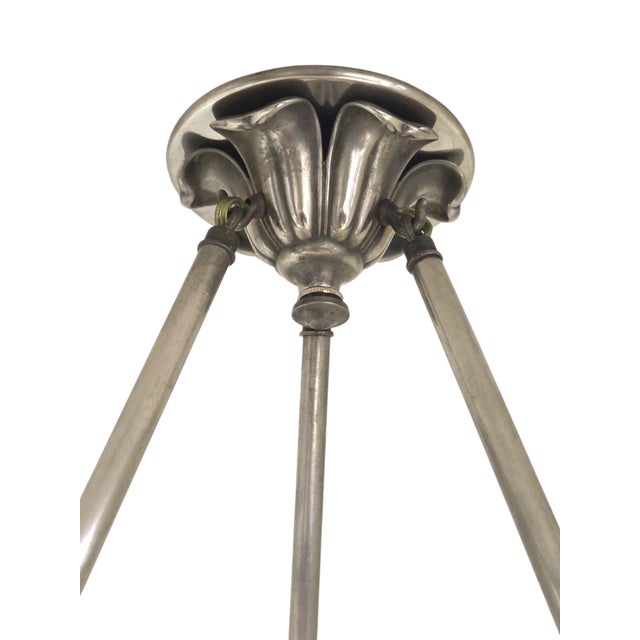 1930s French Art Deco Alabaster Pendant Light, White W/ Charcoal Grey Veining For Sale In New York - Image 6 of 17