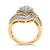 Early 21st Century 14K Yellow Gold 1.0 Cttw Baguette & Brilliant-Cut Diamond Round Floral Cluster Engagement Ring with Swirl Wrapped Triple Row Band - Size 6-3/4 For Sale - Image 5 of 7