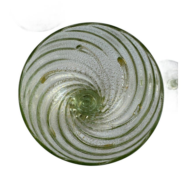 Mid 20th Century Venetian Salviati Attributed Green Gold Flecked Stemware - Set of 5 For Sale In Houston - Image 6 of 9