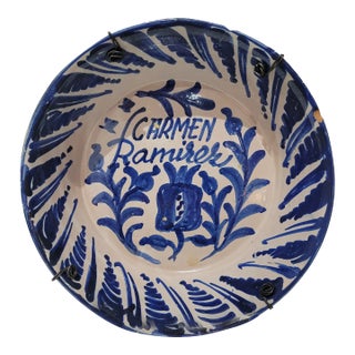 Mid 19th Century Spanish Ceramic Fajalauza Bowl From Granada For Sale