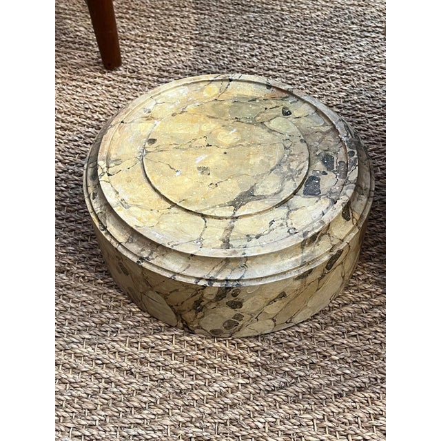 Wood An Exuberant American Painted Plaster Corinthian Capital With Faux Marble Base and Top For Sale - Image 7 of 11