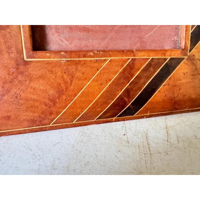 Picture Frame in Brown Leather in the style of Jacques Adnet, 1940 For Sale - Image 6 of 11