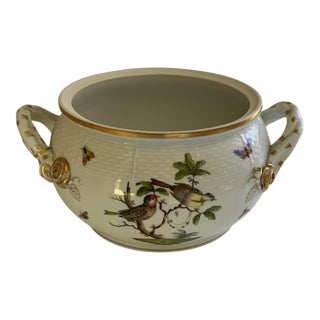 Herend Rothschild Bird Round Soup Tureen Base W/Handles Porcelain 19/Ro Made in Hungary For Sale