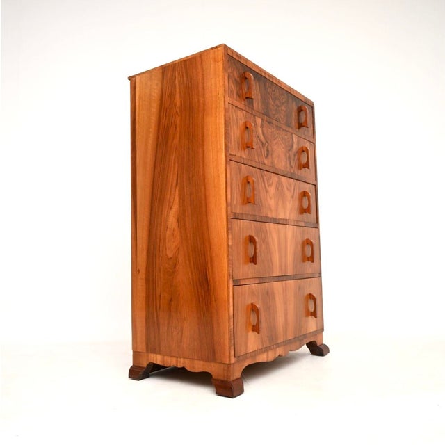 Art Deco Figured Walnut Chest of Drawers, 1930s For Sale - Image 4 of 11