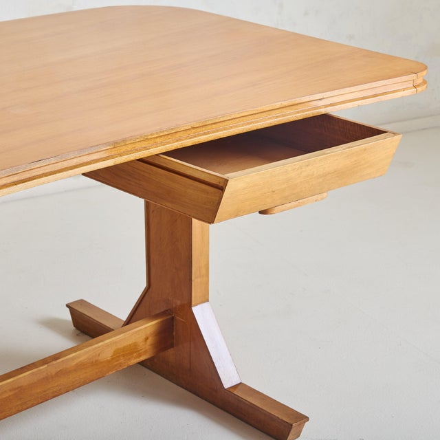 Wood Italian Wood Desk Attributed to Gianfranco Frattini, 1950s For Sale - Image 7 of 11
