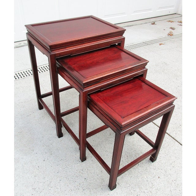 Vintage Nesting Tables, Rosewood, Set of 3, Ming Dynasty Style, Excellent Condition For Sale - Image 4 of 4