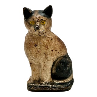 Very Rare Model Vintage 1930s "Wedge" Type Cast Iron Sitting Cat Doorstop by Spencer Guillford For Sale