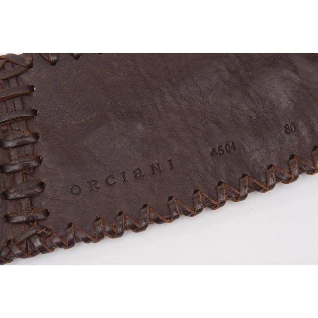 1990s Signed Brown Stitched Leather and Colored Agate Stones Tie Waist Belt With Tassels For Sale - Image 9 of 10