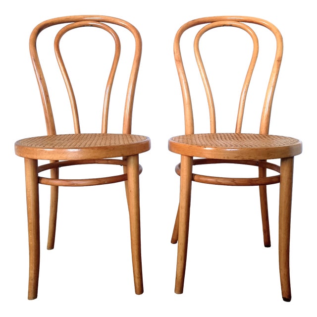 Bistro Chairs in Bent Beechwood by ZPM Radomsko for Thonet, 1960s, Set of 2 For Sale