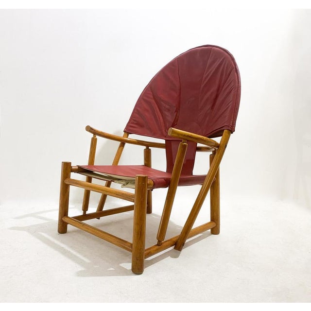 Wood Red G23 Hoop Armchair attributed to Piero Palange & Werther Toffoloni, 1970s For Sale - Image 7 of 15