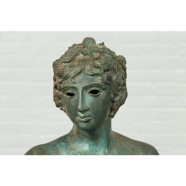 Mid-Century Modern Mid 20th Century Greco Roman Style Verde Bronze Nude Male Statue For Sale - Image 3 of 13