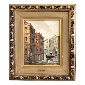 Mid 20th Century Antonio De Vity (1901-1993) Italian Oil Painting Venice Canal Gondola Cityscape