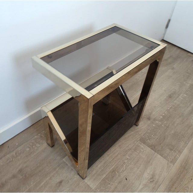 Gilded Magazine Rack or Side Table from Belgo Chrom / Dewulf Selection, 1970s For Sale - Image 4 of 14