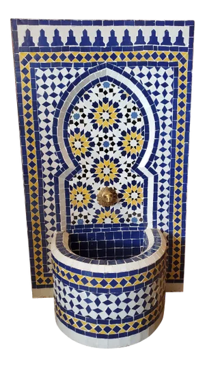 Tazia Blue/White/Yellow Moroccan Mosaic Tile Fountain