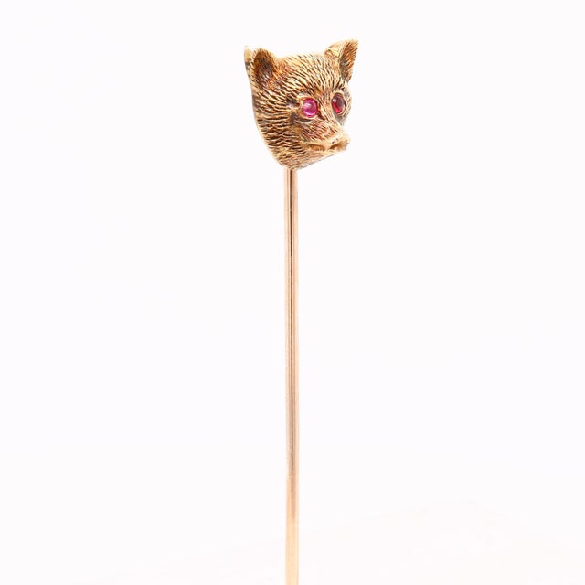 Vintage 14k Gold Figural Bear Head Stickpin For Sale - Image 9 of 13