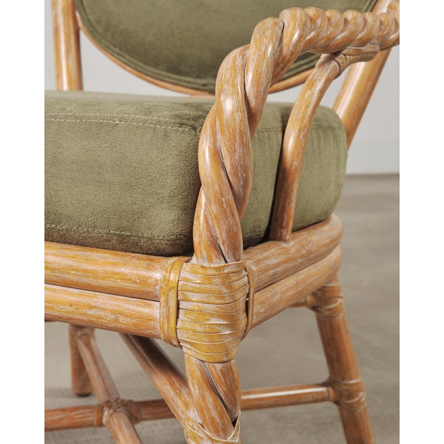 Set of Eight McGuire Organic Barley Twisted Rattan Dining Chairs For Sale - Image 13 of 18