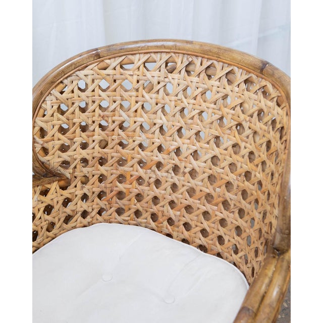 Art Deco Revival French Cane & Rattan Club Chair, C. 1980s For Sale - Image 12 of 15