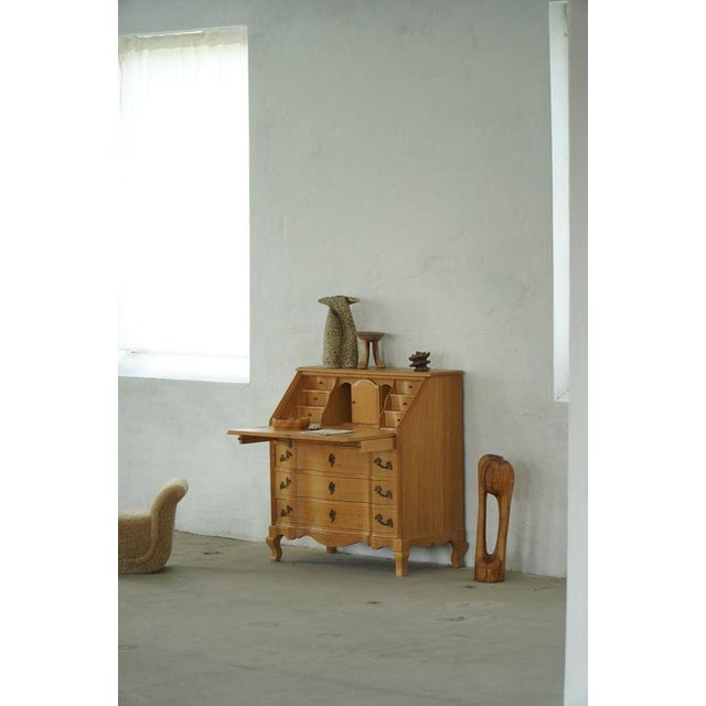 Vintage Danish Oak Drop‑Front Secretaire, 1950s For Sale - Image 3 of 18