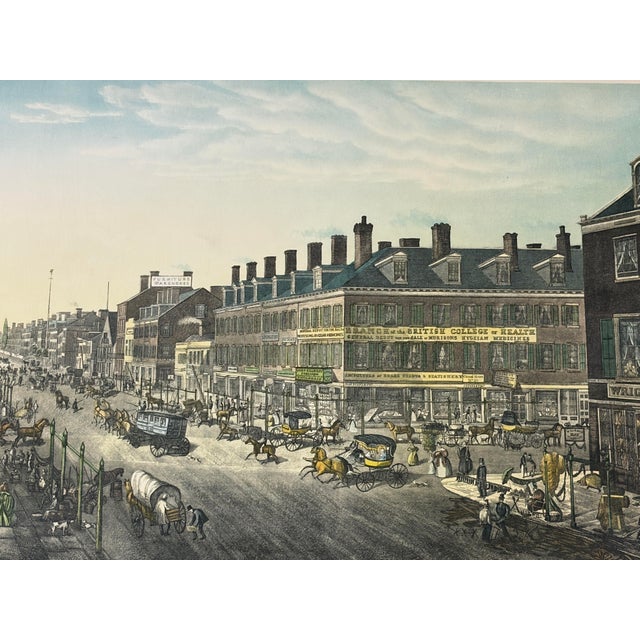 American Vintage Lithograph of 19th Broadway Panoramic by Stanley" 39.75"w For Sale - Image 3 of 10