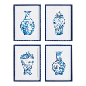 Ornamental Urns In Blue, Set Of 4