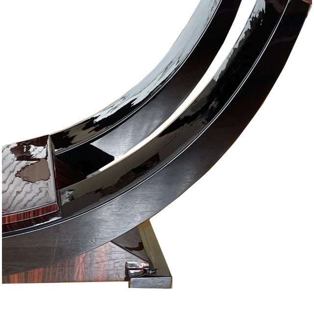 Art Deco Dining Table in Makassar Ebony and Black Lacquer with Gondola Base, 1930 For Sale - Image 13 of 18