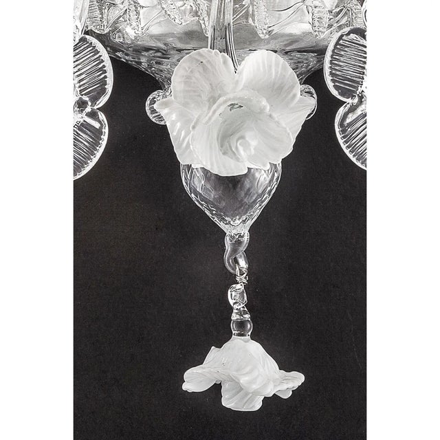 Contemporary Venetian Style Transparent and White Floral Murano Glass Wall Light by Simoeng for Simoeng For Sale - Image 3 of 7