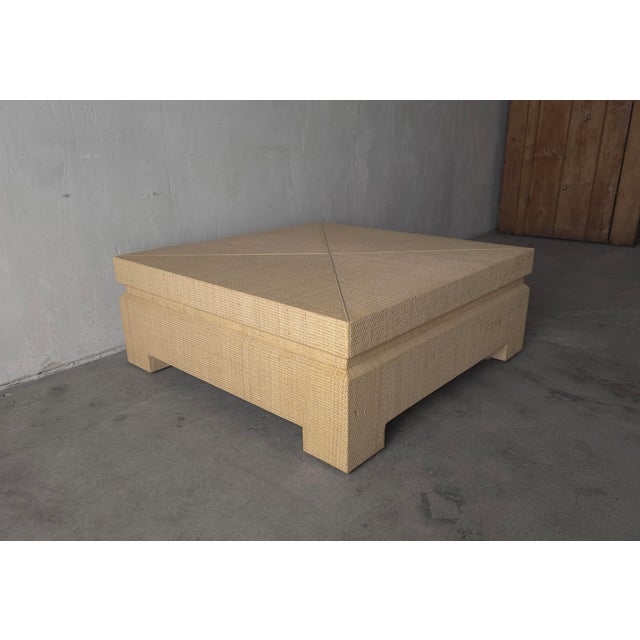 1980s Coastal Modern Rattan Wrapped Square Coffee Table For Sale In Las Vegas - Image 6 of 11