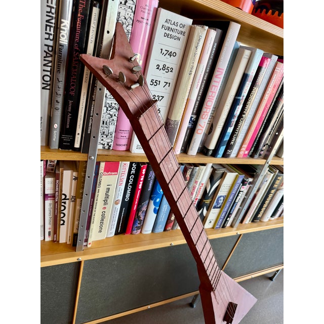 Abstract 1970s Custom Oversized Metal Flying v Guitar Abstract Steel Sculpture Art For Sale - Image 3 of 18
