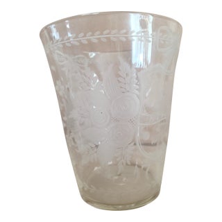 Antique 18th Century Wheel Engraved Glass Large Flip Bucket - Dated 1751 - For Sale