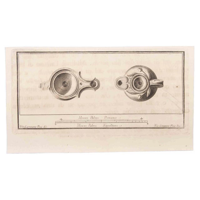 Niccolò Cesarano, Oil Lamp, Etching, 18th Century For Sale