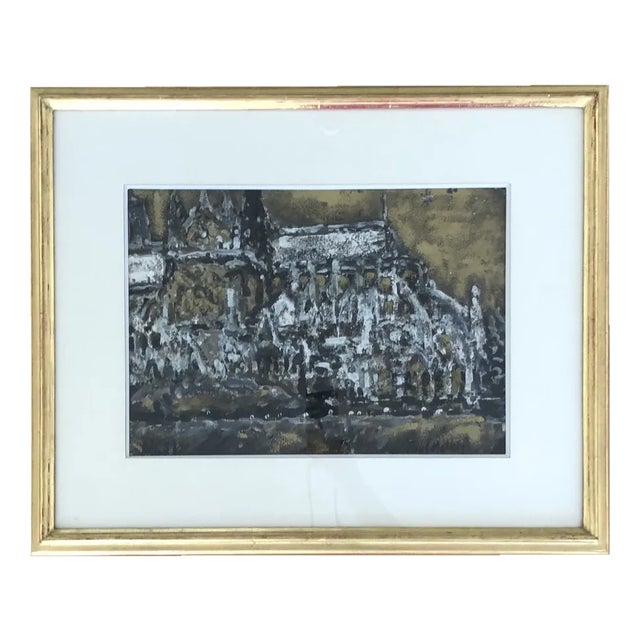 Paul Mathey, Composition de Notre Dame, Gouache on Paper, Framed For Sale