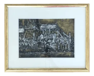 Paul Mathey, Composition de Notre Dame, Gouache on Paper, Framed