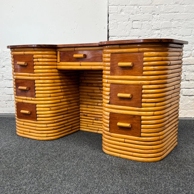 1930's Paul Frankl Stacked Rattan Desk For Sale - Image 16 of 17