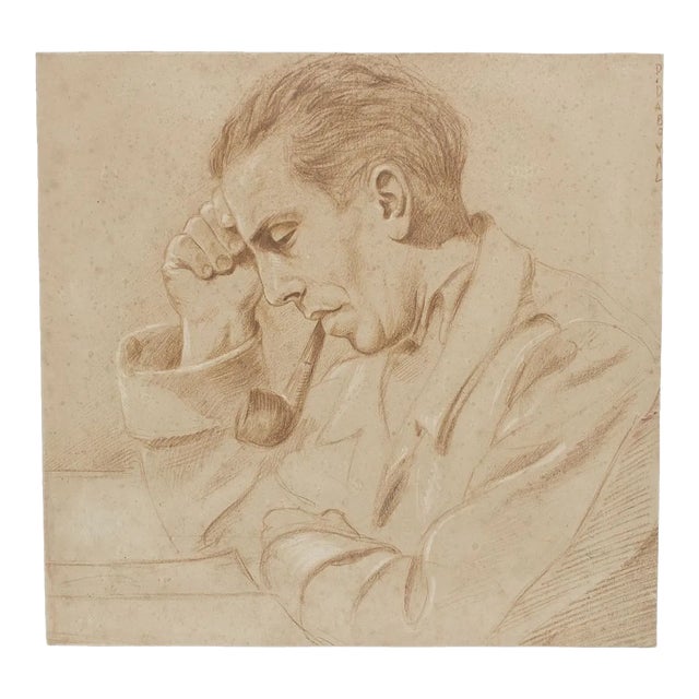 Portrait - Pencil Drawing by Pierre Daboval - Late 20th Century Late 20th Century For Sale